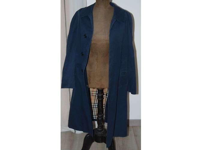 Gabardina Burberry de algodón azul marino corte trapecio - vista 4
