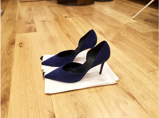 Décolleté Céline Blu Navy Pelle di Cervo 37FR - vista 3