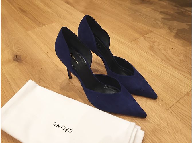 Décolleté Céline Blu Navy Pelle di Cervo 37FR - vista 4
