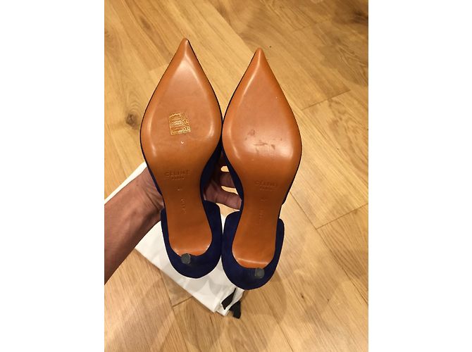 Décolleté Céline Blu Navy Pelle di Cervo 37FR - vista 6