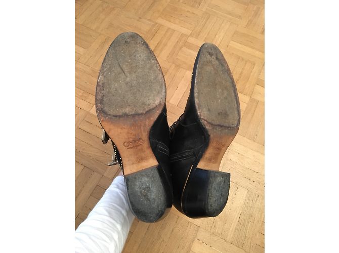 Stivaletti Chloé Susanna in pelle nera con borchie dorate Nero - vista 7
