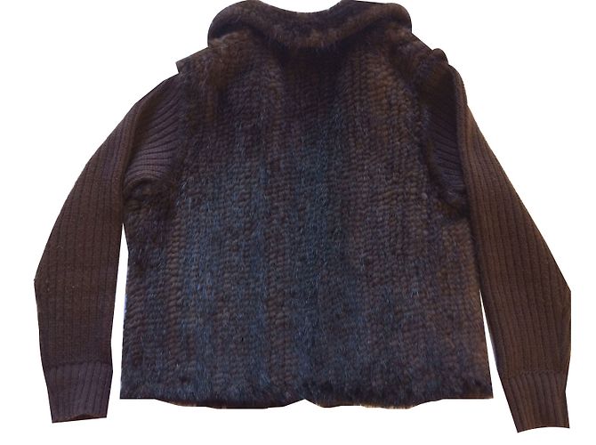 Sprung Frères Chaqueta de Visón Marrón Oscuro Mangas de Lana S - vista 2