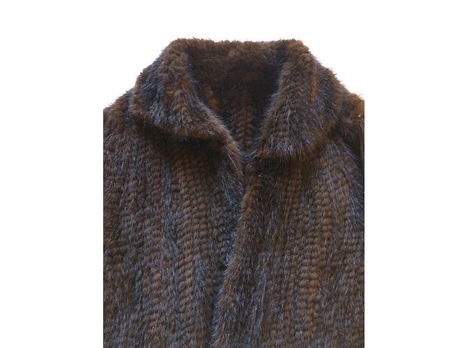 Sprung Frères Chaqueta de Visón Marrón Oscuro Mangas de Lana S - vista 3