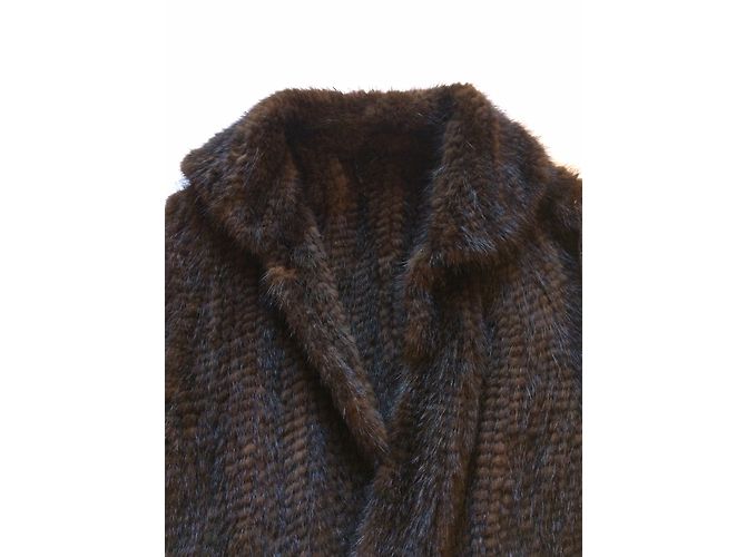 Sprung Frères Chaqueta de Visón Marrón Oscuro Mangas de Lana S - vista 4