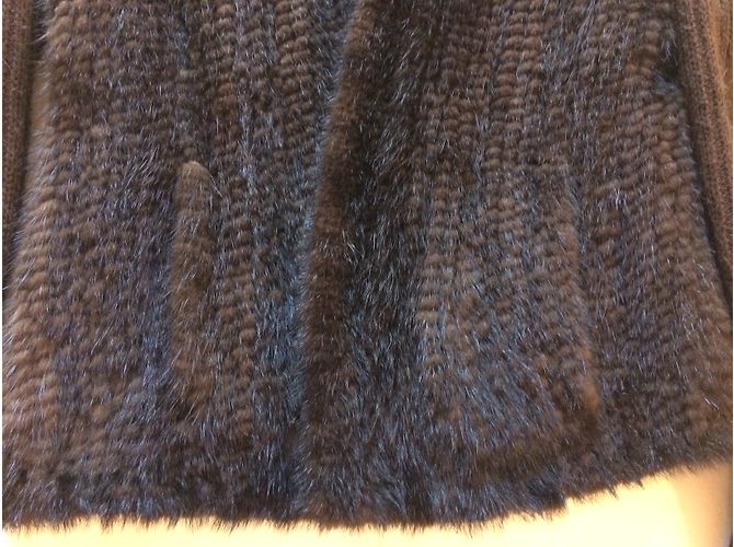 Sprung Frères Chaqueta de Visón Marrón Oscuro Mangas de Lana S - vista 6