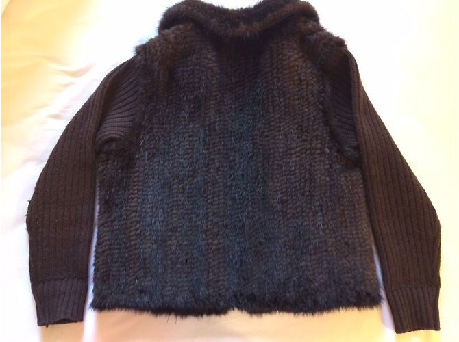 Sprung Frères Chaqueta de Visón Marrón Oscuro Mangas de Lana S - vista 7