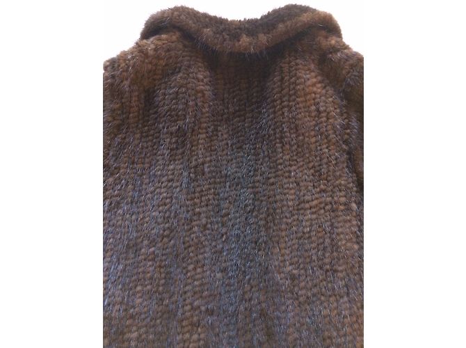 Sprung Frères Chaqueta de Visón Marrón Oscuro Mangas de Lana S - vista 8