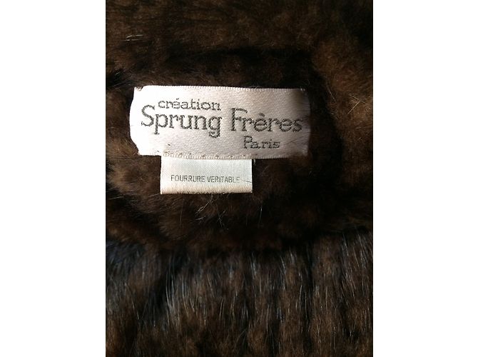 Sprung Frères Chaqueta de Visón Marrón Oscuro Mangas de Lana S - vista 9