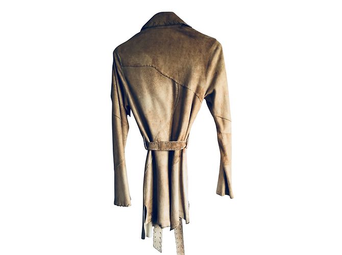 Ventcouvert Asymmetrische Wildlederjacke Beige - Ansicht 2