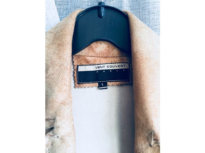 Ventcouvert Asymmetrische Wildlederjacke Beige - Ansicht 3