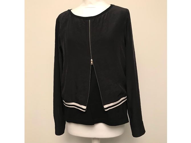 Top bimaterial Marc Cain negro - vista 4