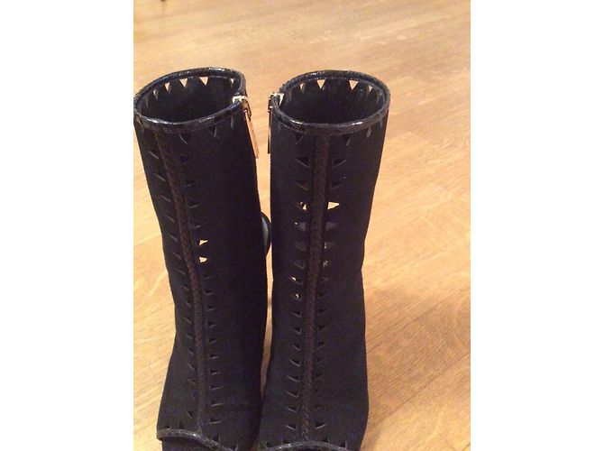 Décolleté Tamara Mellon in suede e pitone nero 38IT - vista 4