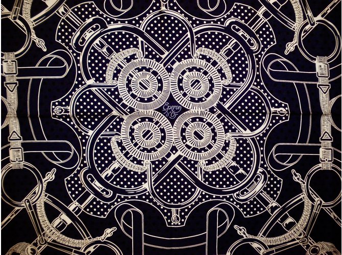 Hermès ÉPERON d'OR BANDANA Marineblau - Ansicht 11