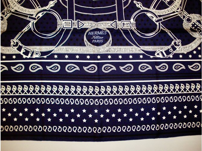 Hermès ÉPERON d'OR BANDANA Marineblau - Ansicht 12