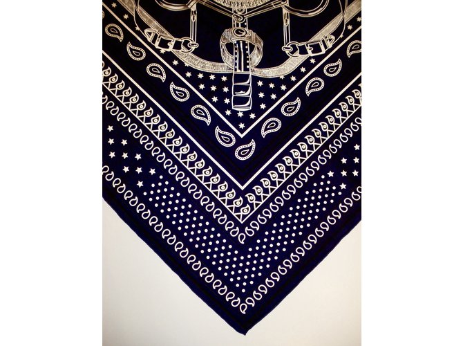 Hermès ÉPERON d'OR BANDANA Marineblau - Ansicht 5