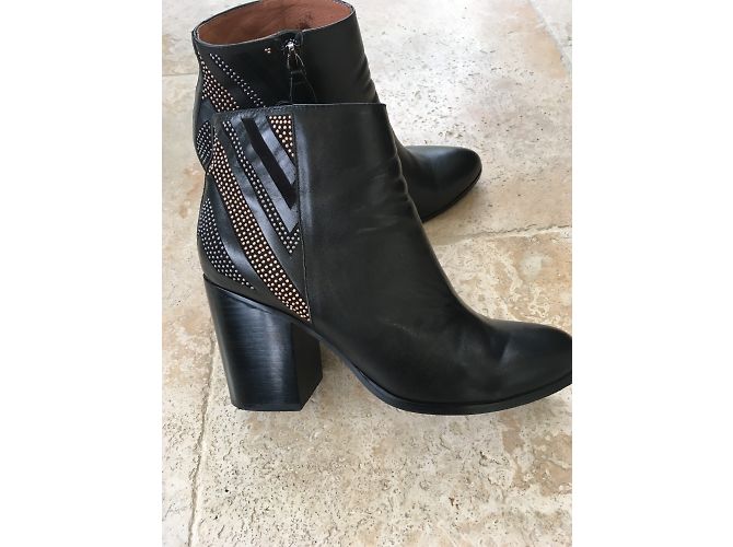 Stivaletti Pura Lopez in pelle nera 40 Nero - vista 3
