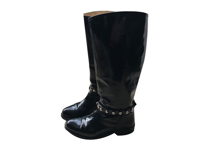 Moschino Lederstiefel Schwarz Größe 40 - Ansicht 2