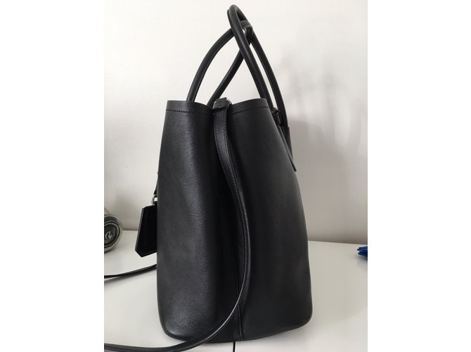 Prada Double Bag in pelle nera Vitello Nero - vista 3