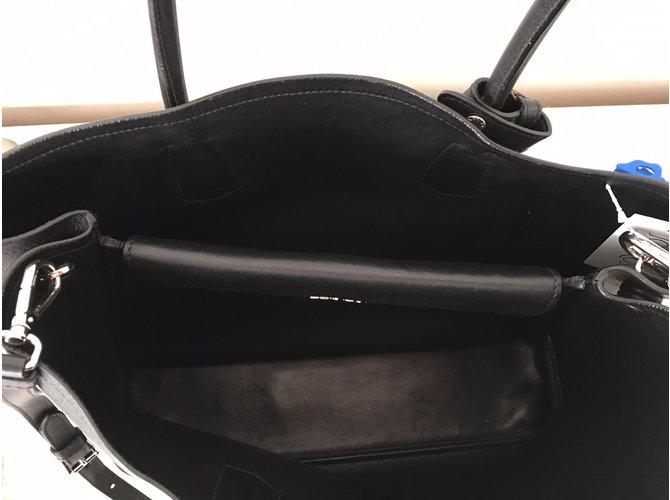 Prada Double Bag in pelle nera Vitello Nero - vista 6