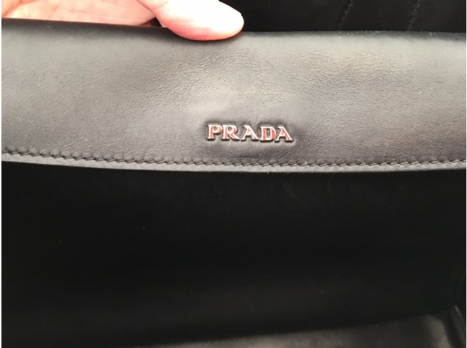 Prada Double Bag in pelle nera Vitello Nero - vista 7