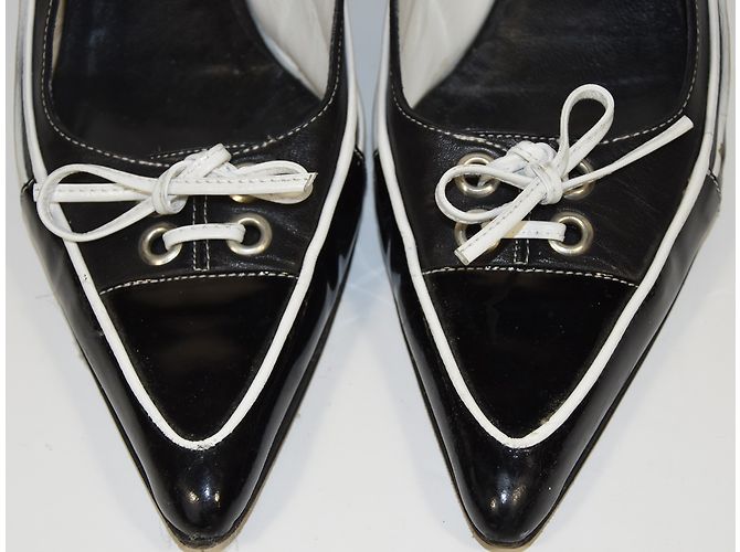 Autre Marque Décolleté Dyva in vernice nera 39 Nero Bianco - vista 3