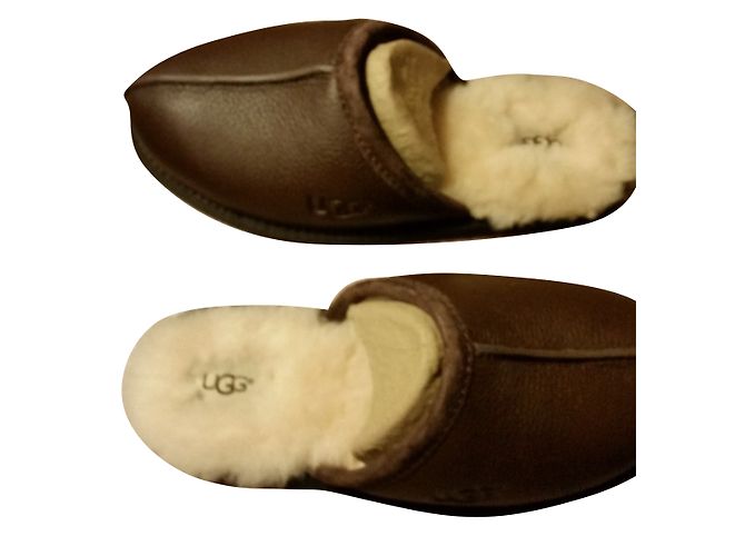 Mule Ugg in pelle marrone scuro - vista 2