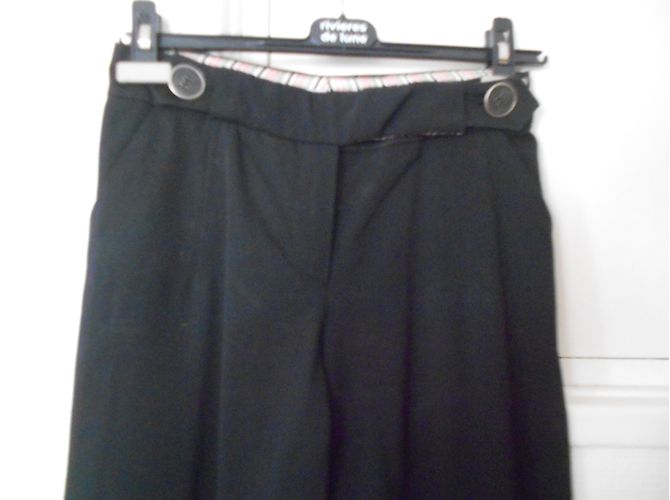Kenzo Black Wool Pants with Button Belt - view 4