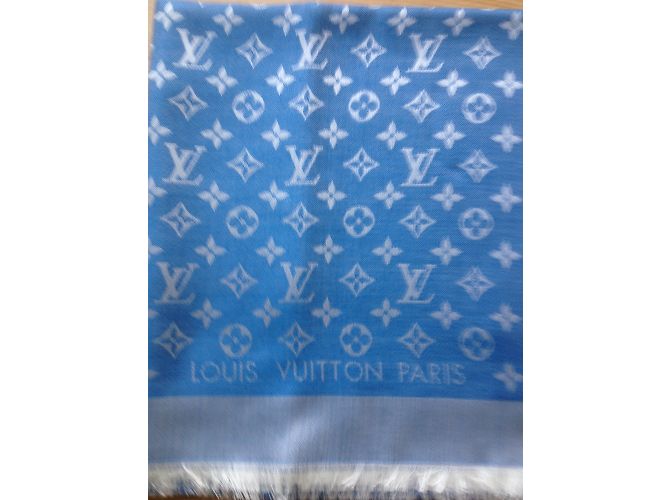 Louis Vuitton Bufanda clásica del monograma Azul - vista 2