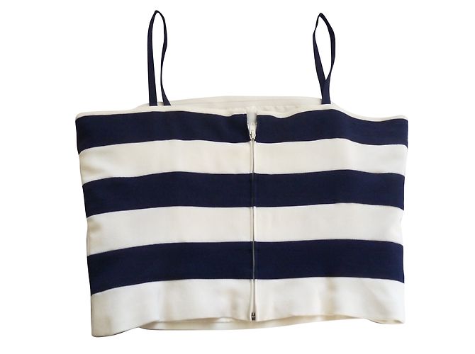 Karl Lagerfeld Gestreiftes Bustier Wolle Eggshell Navy Aus weiß - Ansicht 2