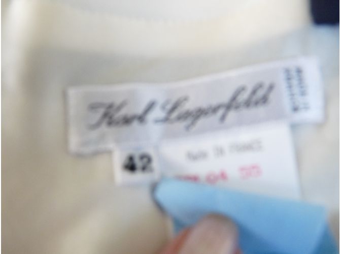 Karl Lagerfeld Gestreiftes Bustier Wolle Eggshell Navy Aus weiß - Ansicht 4