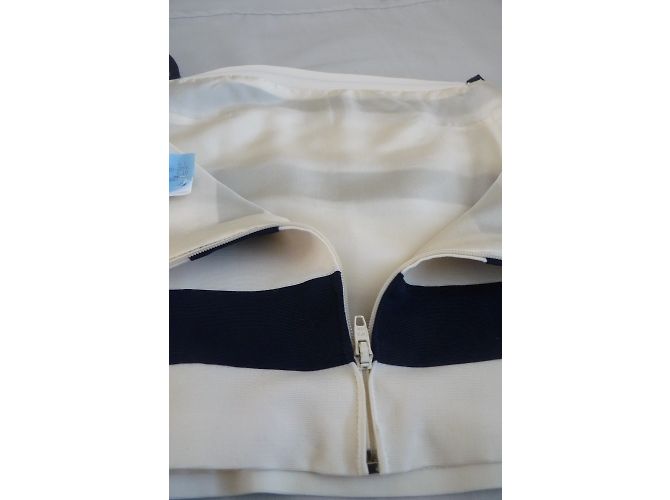 Karl Lagerfeld Gestreiftes Bustier Wolle Eggshell Navy Aus weiß - Ansicht 5
