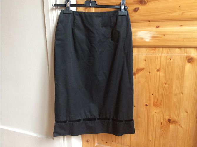 Falda Zapa de popelina de algodón negra Talla M Negro - vista 4