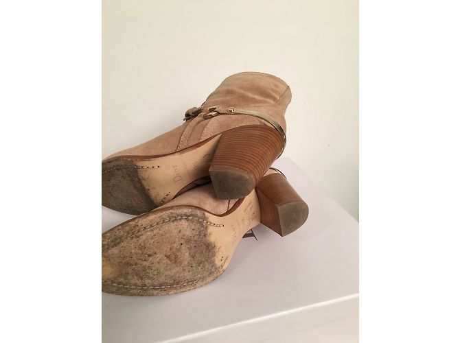 Botines Christian Dior Beige de Ante con Logo CD - vista 9