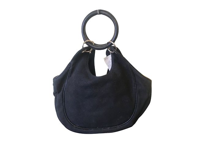 Bolsa Chloé de linho preto com detalhes em contas - vista 2
