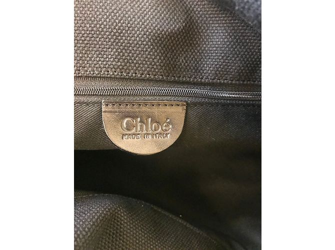 Bolsa Chloé de linho preto com detalhes em contas - vista 4