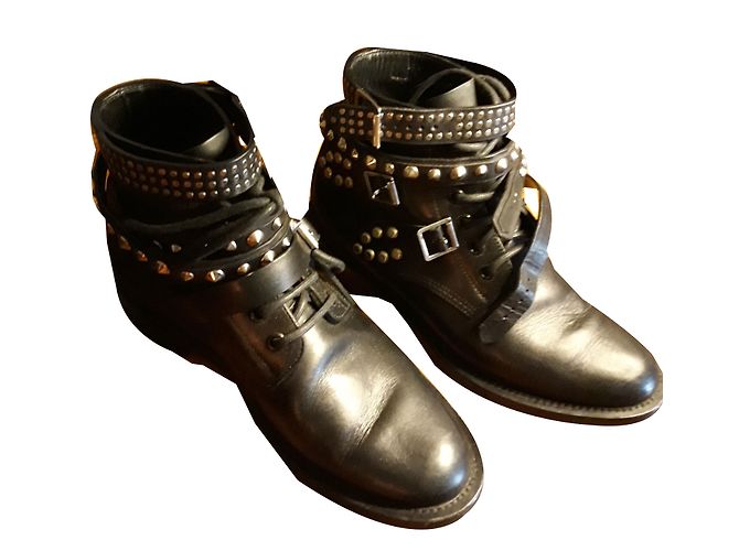 Botines de piel negra Yves Saint Laurent 38 Negro - vista 2