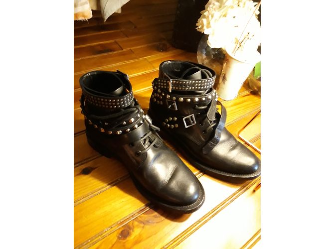 Botines de piel negra Yves Saint Laurent 38 Negro - vista 4