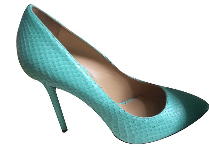 Décolleté Charlotte Olympia in Pitone Verde - vista 2