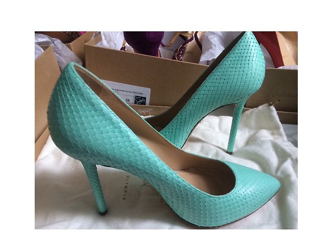 Décolleté Charlotte Olympia in Pitone Verde - vista 4