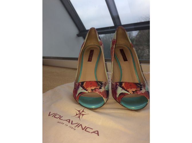 Autre Marque Décolleté Violavinca Rosa Blu Pelle e Tessuto - vista 3