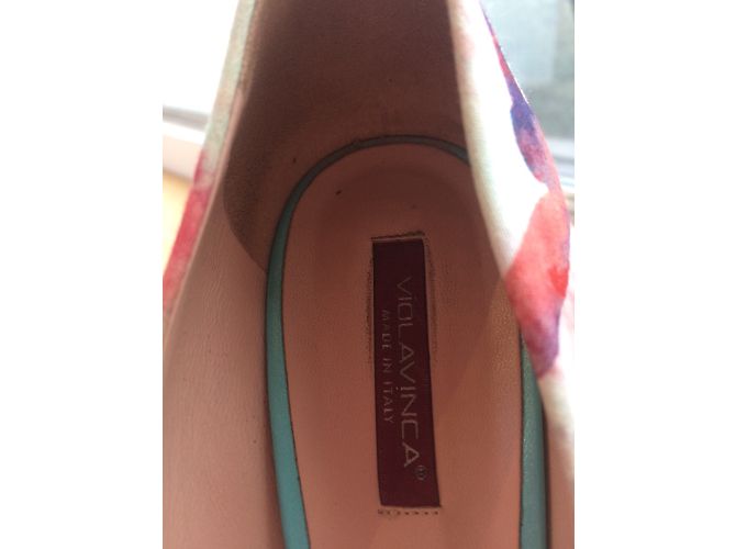 Autre Marque Décolleté Violavinca Rosa Blu Pelle e Tessuto - vista 6