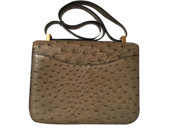 Hermès Constance ostrich leather Khaki Exotic leather ref.56594 - Joli ...