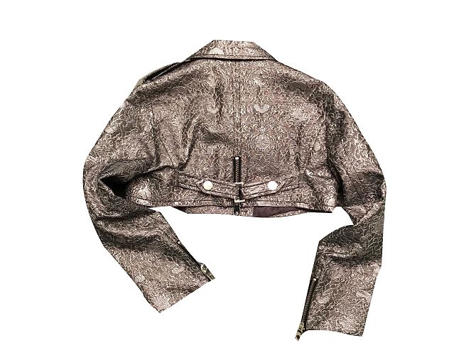 Pinko Biker Jacket Silver Brocade Silvery - view 2