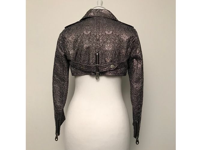 Pinko Biker Jacket Silver Brocade Silvery - view 4