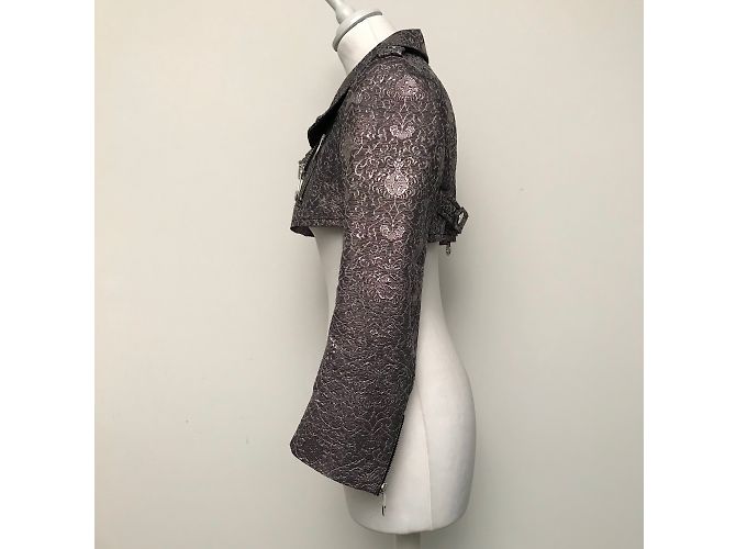 Pinko Biker Jacket Silver Brocade Silvery - view 5
