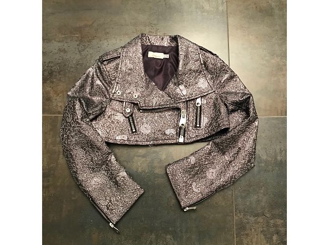 Pinko Biker Jacket Silver Brocade Silvery - view 6