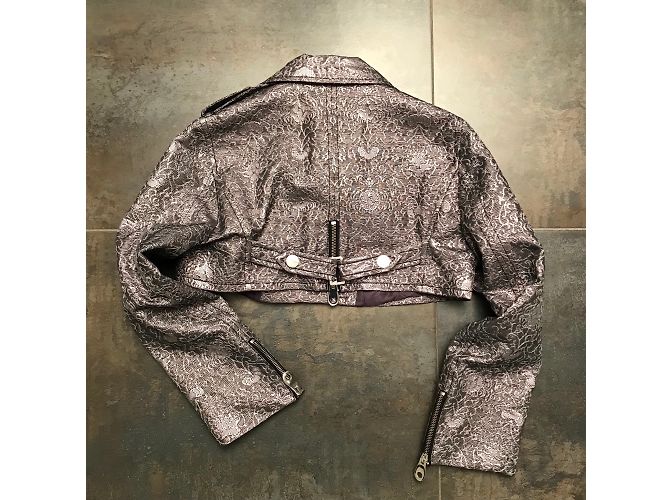 Pinko Biker Jacket Silver Brocade Silvery - view 7