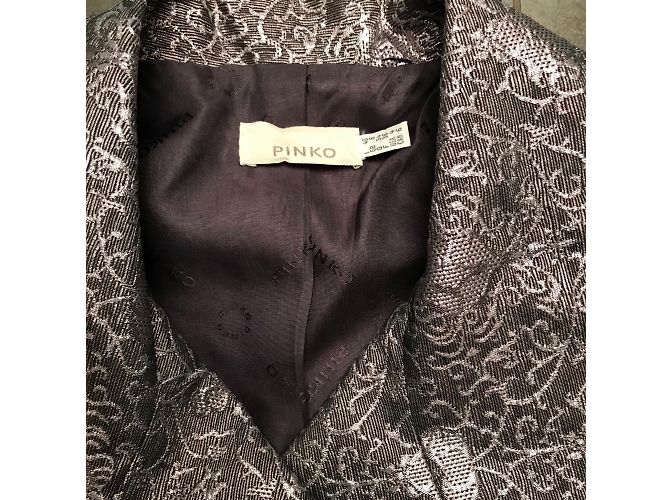Pinko Biker Jacket Silver Brocade Silvery - view 8
