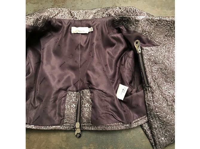Pinko Biker Jacket Silver Brocade Silvery - view 9
