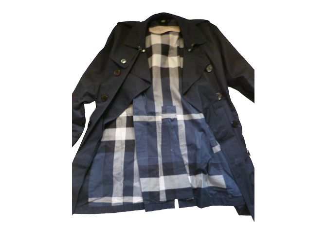 Gabardina Burberry Brit Azul Marino de Algodón Talla 36 - vista 2